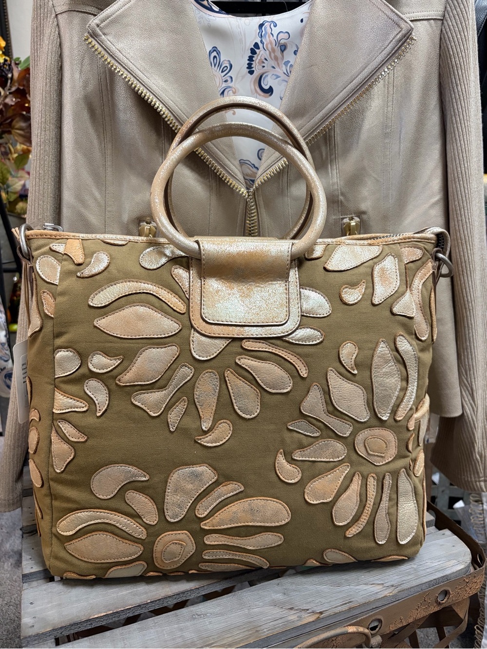 HOBO Sheila Large Satchel Saddle Stardust